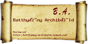 Batthyány Archibáld névjegykártya